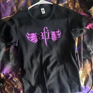 AFI WOMENS PURPLE WINGS Black T-Shirt with Purple Winged Logo